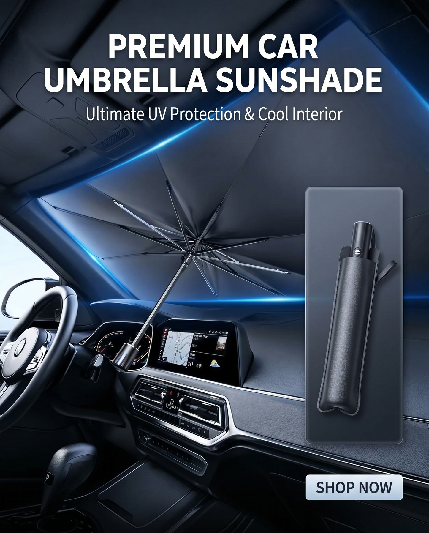 Sun Shade Umbrella for Car | Fits All Car Types | UV & Heat Protection